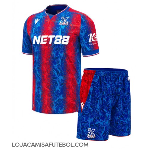 Camisa de Futebol Crystal Palace Equipamento Principal Infantil 2024-25 Manga Curta (+ Calças curtas)